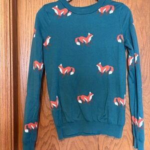 Modcloth Teal Sweater with Fox Design